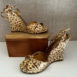 New In Box - Kate Spade Vero Sand/Ocelot Print Wedge Sandals - size 9
